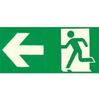 Samolepicí fóliové značky pro umístění na pásy – Úniková cesta doleva, 15 × 7,5 cm