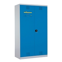 Certifikovaná uzamykatelná skříň – modrá, dvoukřídlé dveře