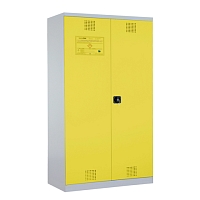 Certifikovaná uzamykatelná skříň – žlutá, dvoukřídlé dveře