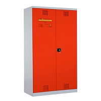 Certifikovaná uzamykatelná skříň – červená, dvoukřídlé dveře